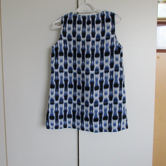 Ellen Tracy Blue & White Linen Zipper Tank Top - Picture 4 of 8
